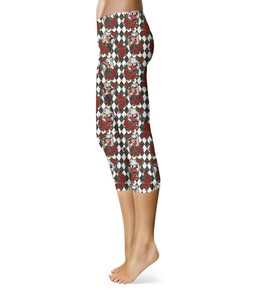 Sport Capri Leggings - Queen of Hearts Playing Cards