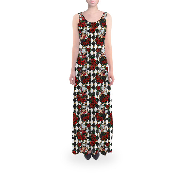 Flared Maxi Dress - Queen of Hearts Playing Cards