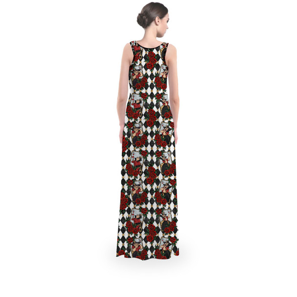 Flared Maxi Dress - Queen of Hearts Playing Cards