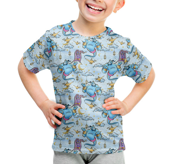 Youth Cotton Blend T-Shirt - Whimsical Genie and Magic Carpet