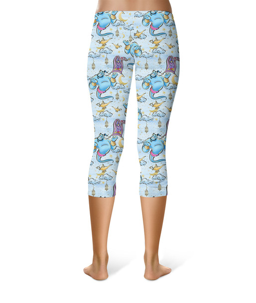 Sport Capri Leggings - Whimsical Genie and Magic Carpet