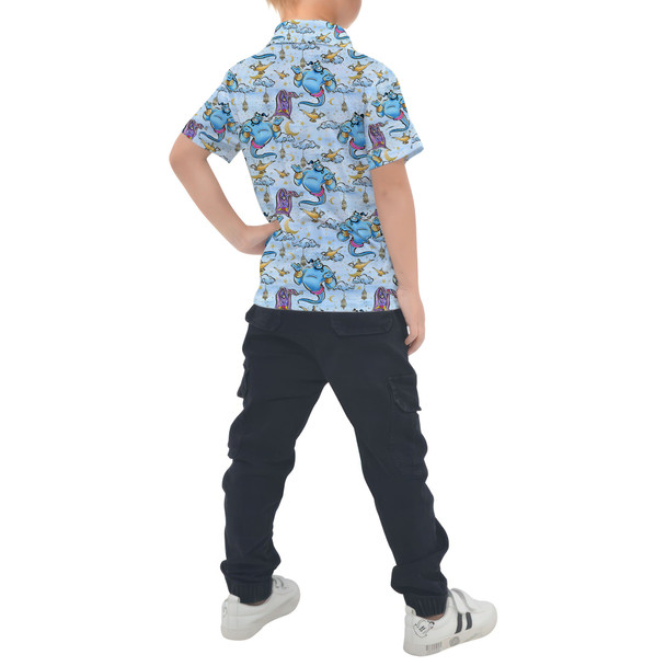 Kids Polo Shirt - Whimsical Genie and Magic Carpet