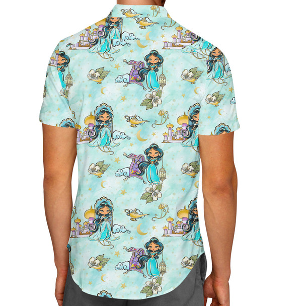 Men's Button Down Short Sleeve Shirt - Whimsical Princess Jasmine