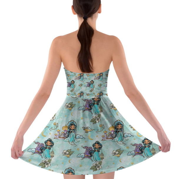 Sweetheart Strapless Skater Dress - Whimsical Princess Jasmine