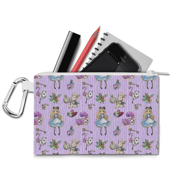 Canvas Zip Pouch - Whimsical Alice And The White Rabbit