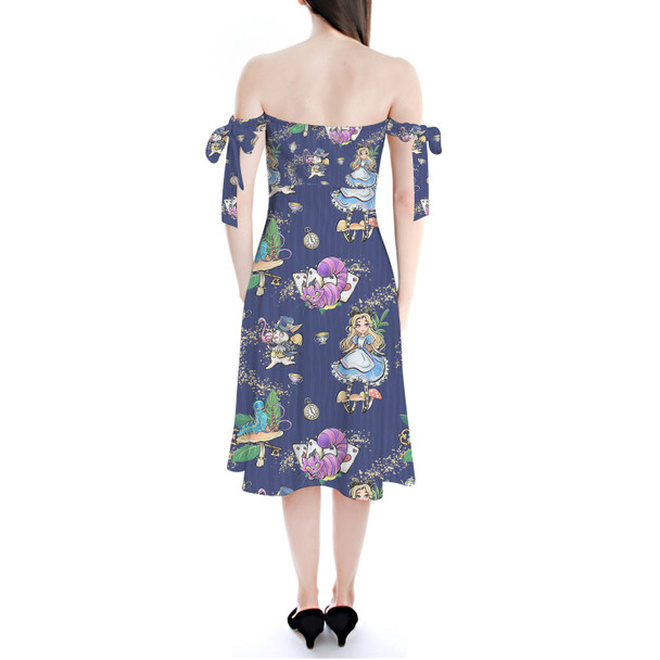 Strapless Bardot Midi Dress - Whimsical Wonderland