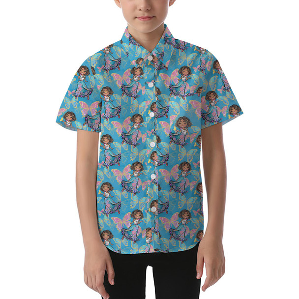Kids' Button Down Short Sleeve Shirt - Whimsical Mirabel
