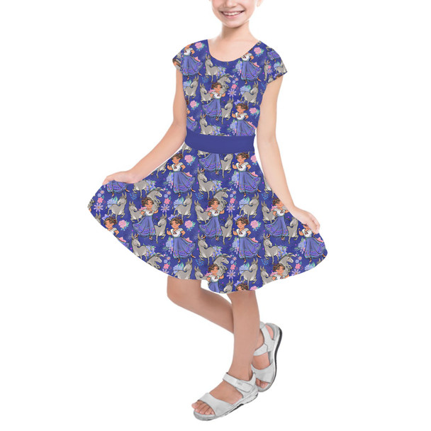 Girls Short Sleeve Skater Dress - Whimsical Luisa