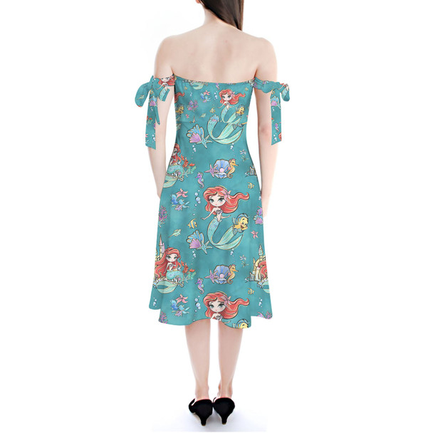 Strapless Bardot Midi Dress - Whimsical Ariel