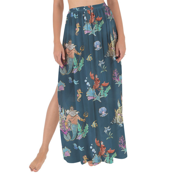 Maxi Sarong Skirt - Whimsical Triton and Sebastian