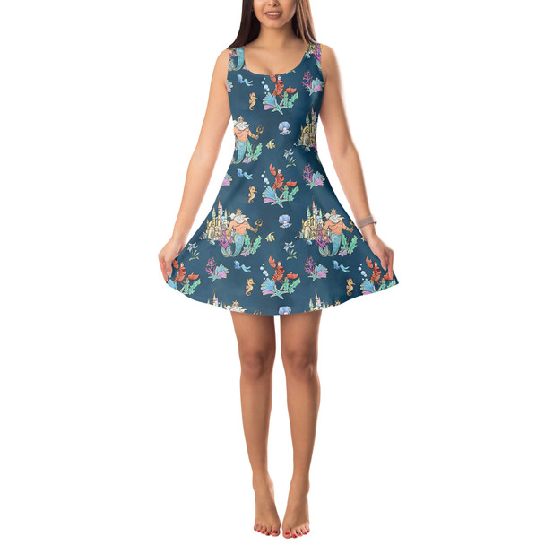 Sleeveless Flared Dress - Whimsical Triton and Sebastian