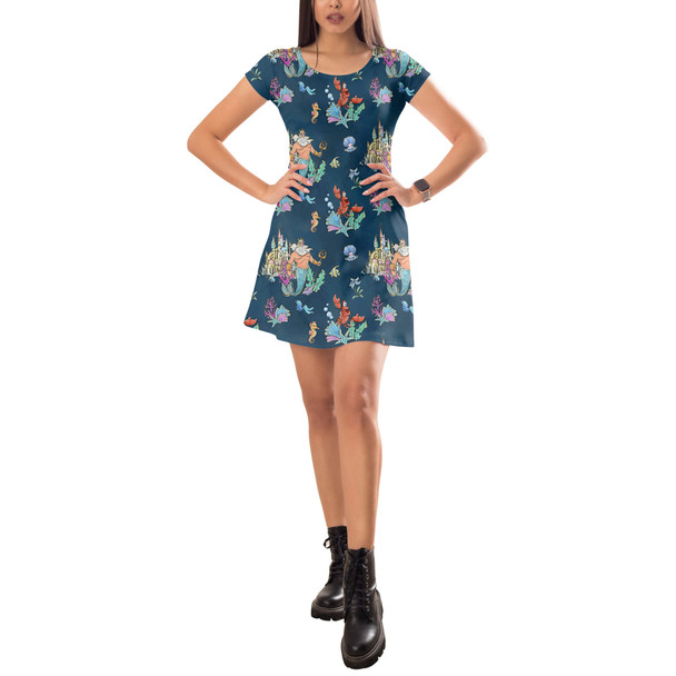 Short Sleeve Dress - Whimsical Triton and Sebastian