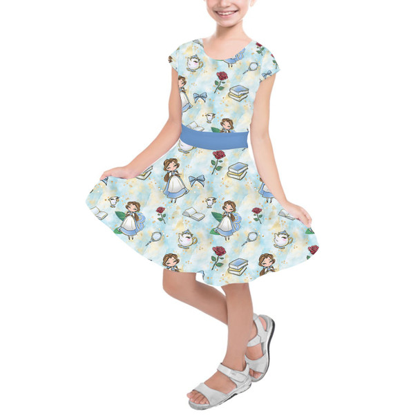 Girls Short Sleeve Skater Dress - Whimsical Belle