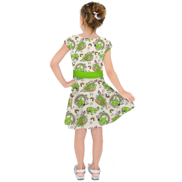 Girls Short Sleeve Skater Dress - Tangled Pascal Paints