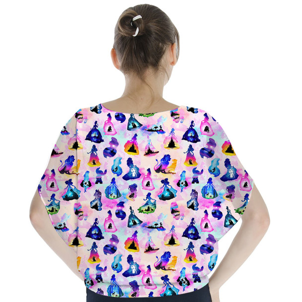 Batwing Chiffon Top - Princess And Classic Animation Silhouettes