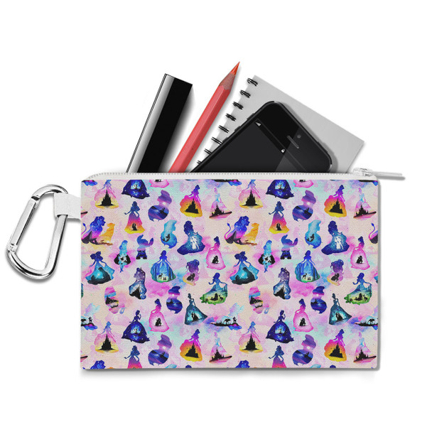 Canvas Zip Pouch - Princess And Classic Animation Silhouettes