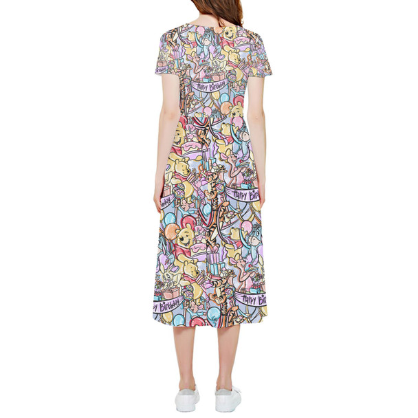 High Low Midi Dress - Pooh Birthday Party