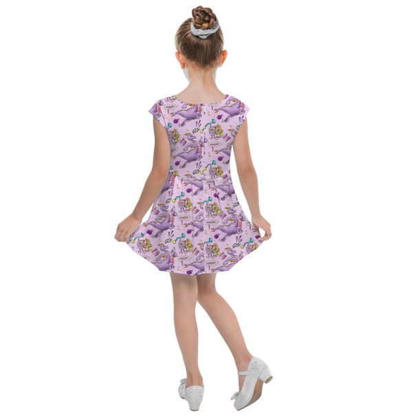 Girls Cap Sleeve Pleated Dress - Figment Races RunDisney Inspired