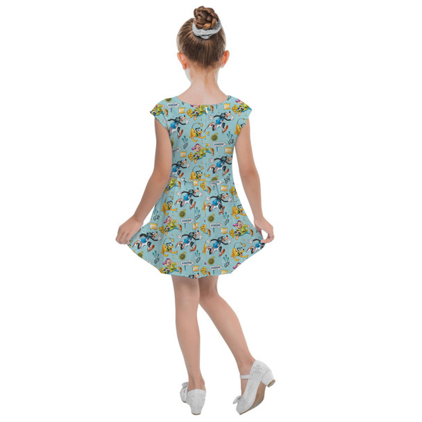 Girls Cap Sleeve Pleated Dress - Dopey's Challenge RunDisney Inspired