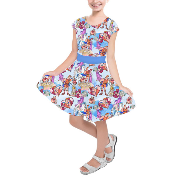 Girls Short Sleeve Skater Dress - I Won't Say I'm In Love Hercules Inspired