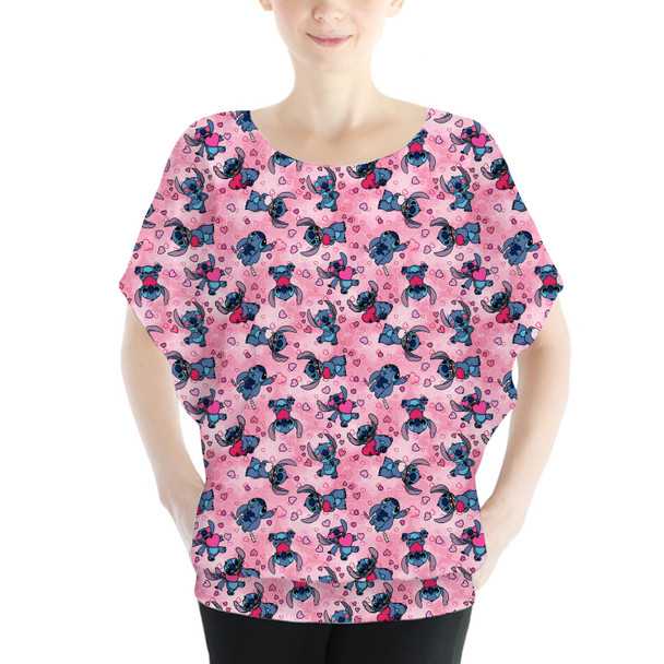 Batwing Chiffon Top - Valentine's Stitch