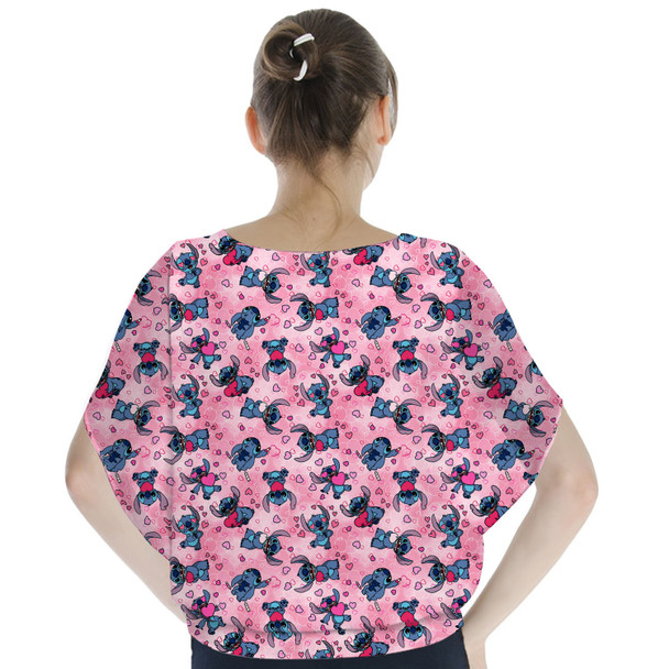 Batwing Chiffon Top - Valentine's Stitch