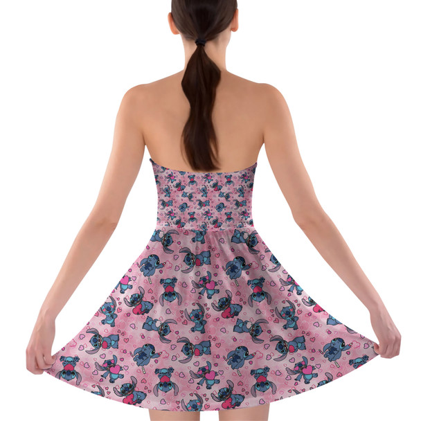 Sweetheart Strapless Skater Dress - Valentine's Stitch