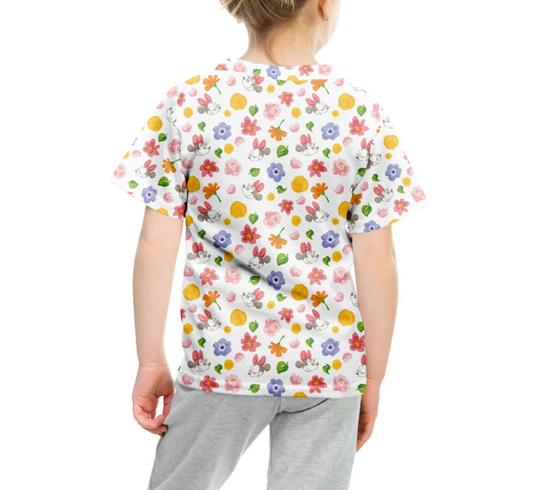 Youth Cotton Blend T-Shirt - White Floral Mickey & Minnie