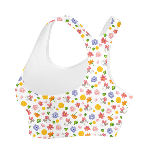 Sports Bra - White Floral Mickey & Minnie