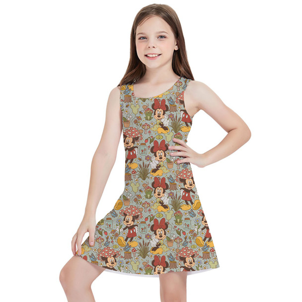 Girls Sleeveless Dress - Cottagecore Mickey & Minnie