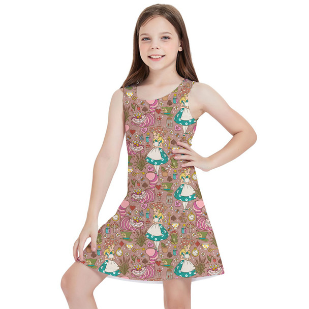 Girls Sleeveless Dress - Cottagecore Alice in Wonderland