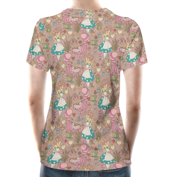 Women's Cotton Blend T-Shirt - Cottagecore Alice in Wonderland