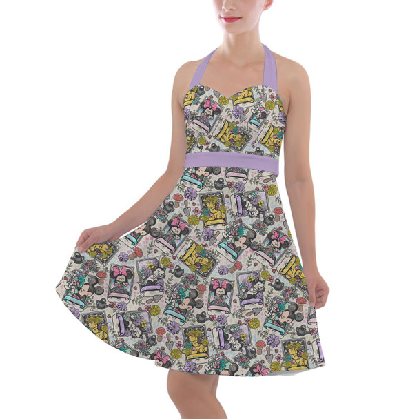 Halter Vintage Style Dress - Mouse & Friends Garden Seed Packets