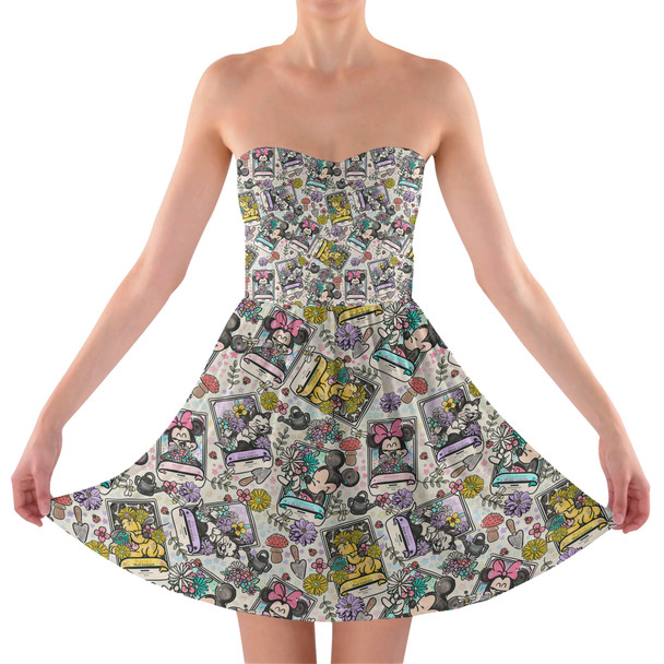 Sweetheart Strapless Skater Dress - Mouse & Friends Garden Seed Packets
