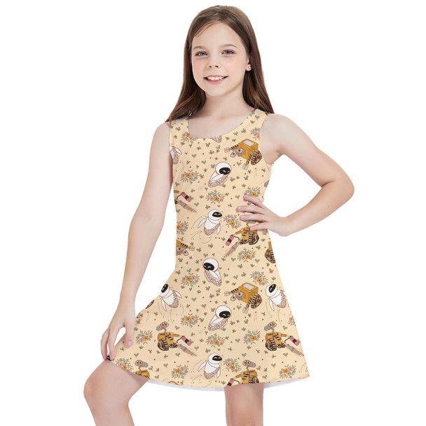 Girls Sleeveless Dress - Floral Wall-E and Eve
