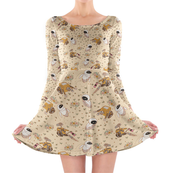 Longsleeve Skater Dress - Floral Wall-E and Eve