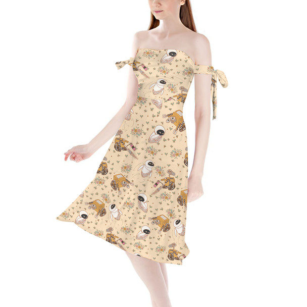 Strapless Bardot Midi Dress - Floral Wall-E and Eve