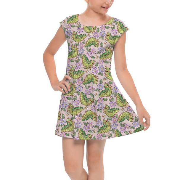 Girls Cap Sleeve Pleated Dress - Floral Heimlich A Bug's Life