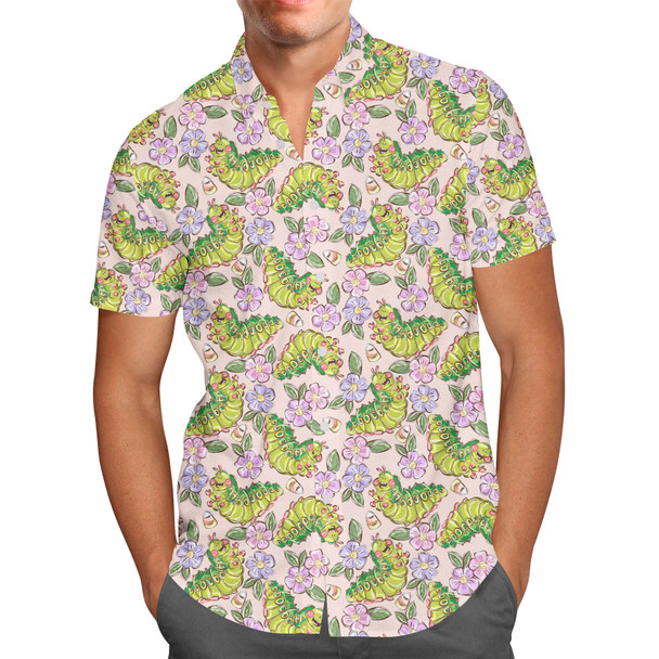 Men's Button Down Short Sleeve Shirt - Floral Heimlich A Bug's Life