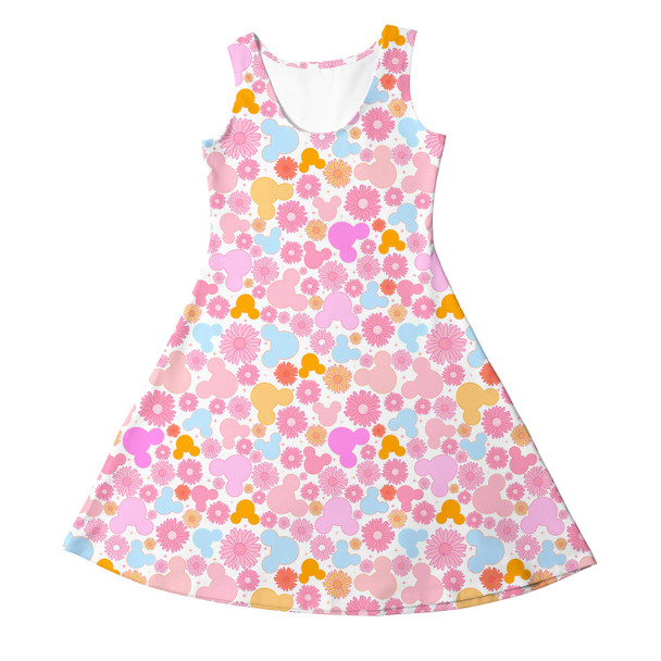 Girls Sleeveless Dress - Floral Hippie Mouse