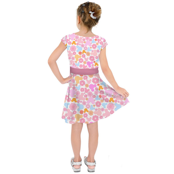 Girls Short Sleeve Skater Dress - Floral Hippie Mouse