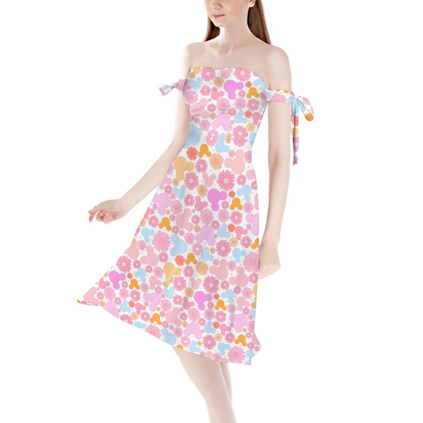 Strapless Bardot Midi Dress - Floral Hippie Mouse