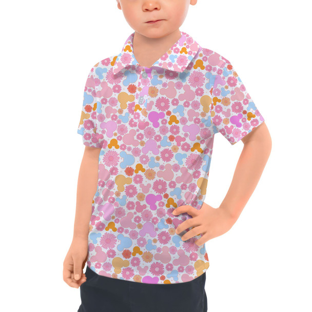 Kids Polo Shirt - Floral Hippie Mouse