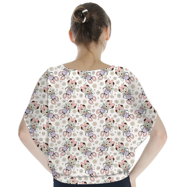 Batwing Chiffon Top - Minnie Mouse with Daisies
