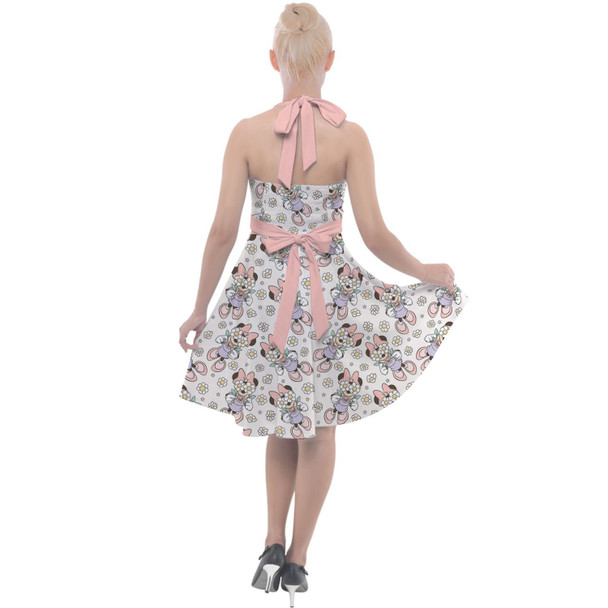 Halter Vintage Style Dress - Minnie Mouse with Daisies