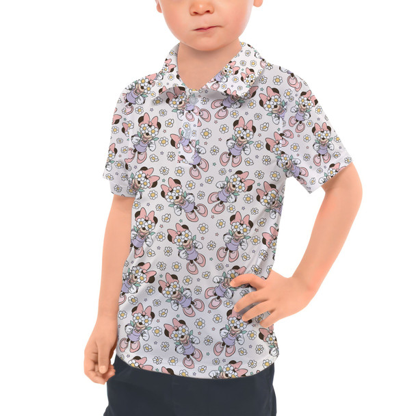 Kids Polo Shirt - Minnie Mouse with Daisies