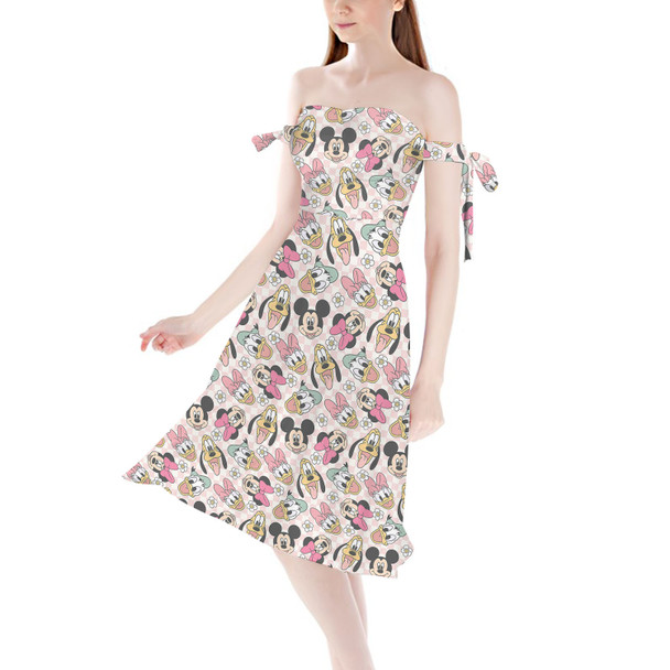 Strapless Bardot Midi Dress - Spring Mickey and Friends