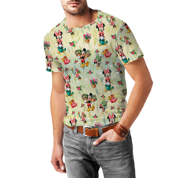 Men's Cotton Blend T-Shirt - Gardener Mickey and Minnie