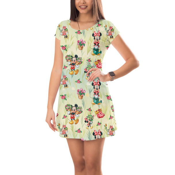Short Sleeve Dress - Gardener Mickey and Minnie