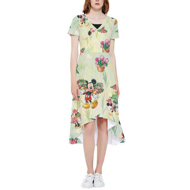 High Low Midi Dress - Gardener Mickey and Minnie